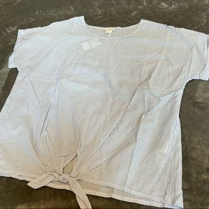 J crew striped tie blouse